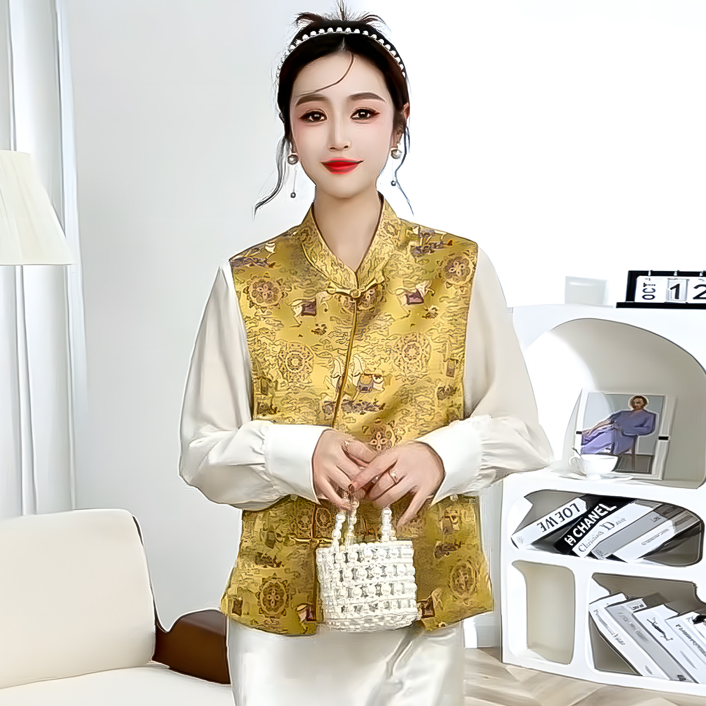 新中式风盘扣提花马甲女2025冬季新款中年妈妈装洋气减龄显瘦上衣,女装/女士精品,马夹,淘宝优惠券,粉丝福利购,淘宝优惠卷