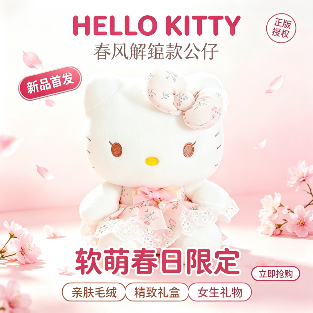正版尚绒坊HELLOKITTY毛绒DIY玩偶可爱公仔生日礼物玩具女生包邮图片
