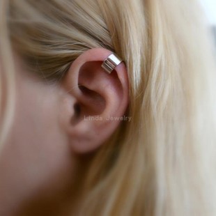 新品 S925纯银无耳洞耳夹女极简气质耳骨环欧美风INS时尚 防敏 个性