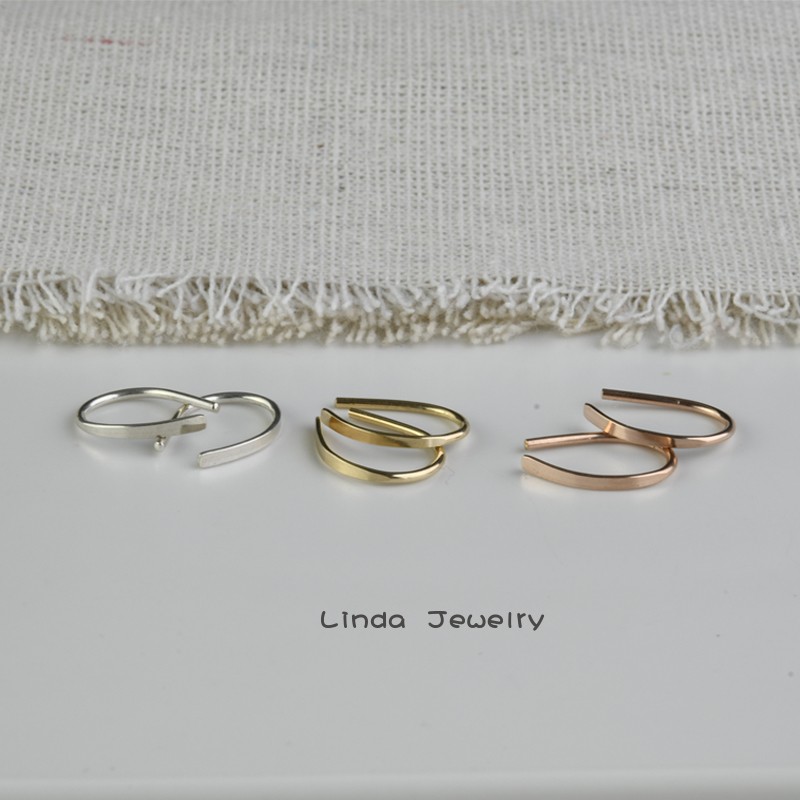 纯手工925纯银耳环女14k注金ins