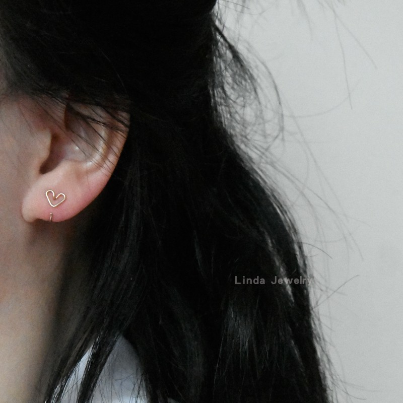 原创包金心形防过敏睡觉免摘耳钉