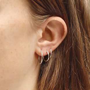 防过敏通体925纯银小耳圈女圆环耳环养耳洞轻细气质极简素圈耳饰