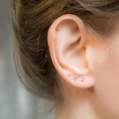 简约气质小耳钉女S925纯银迷你耳骨钉14K包金防过敏个性 时尚 耳饰