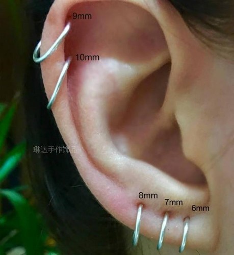 14K包金925纯银玫瑰个性圆圈耳环