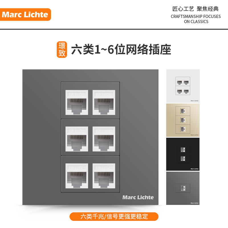 千兆6类弱电网线面板86型