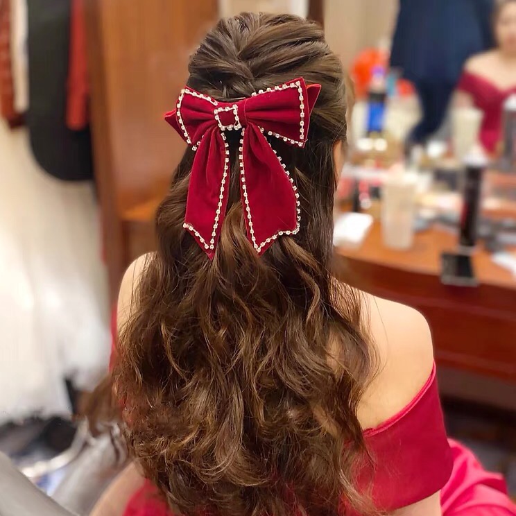 新娘复古风发夹超仙网红大蝴蝶结