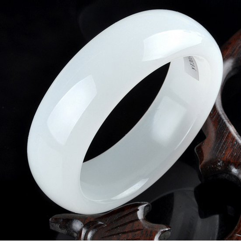 阿富汗白玉手镯女款青白玉