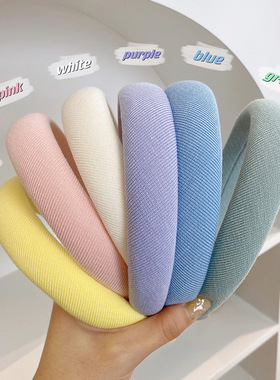 韩式宽边海绵纯色发箍高颅顶女夏网红新款网红压发头箍百搭外出