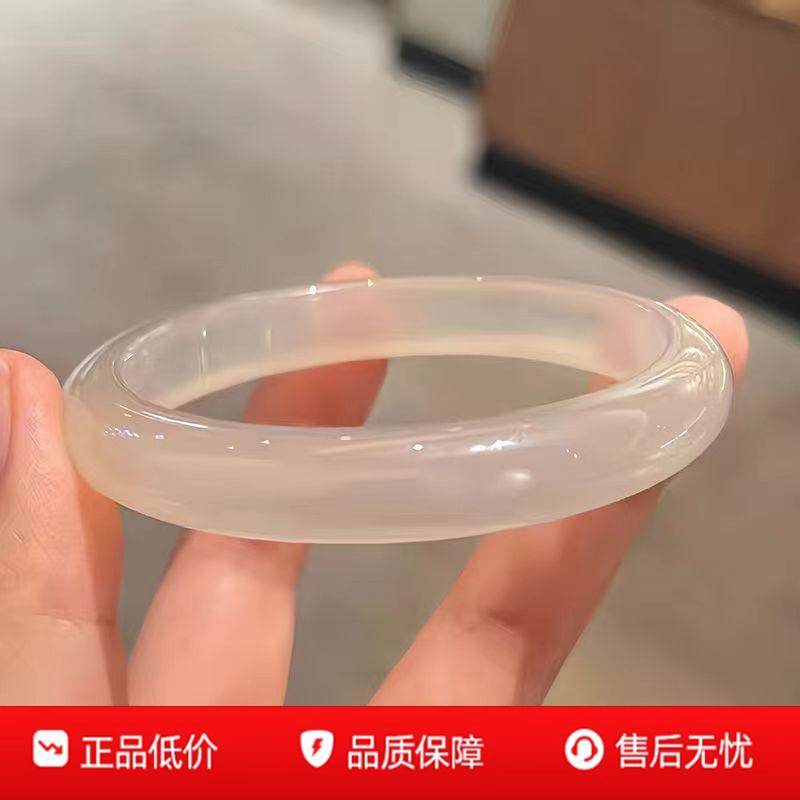 天然白高冰玛瑙手镯女款