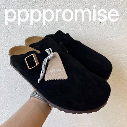 ppppromise 25ss博肯鞋复古潮流软木底平底休闲百搭纯色包头拖鞋