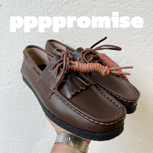 ppppromise 26ss经典牛皮帆船鞋街头老钱风ins风格生胶底