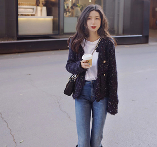 2025春新款 针织外套上 财阀千金亮片金线马海毛高级感小香风厚款