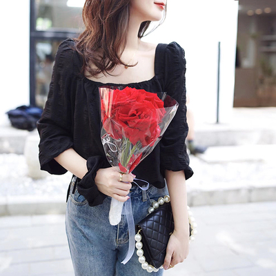 黑色法式小衫肌理感蝴蝶结