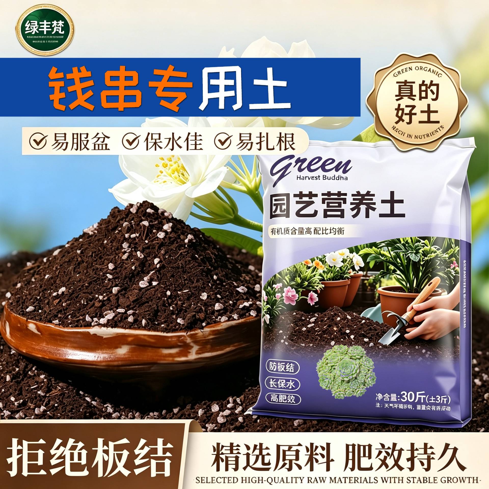 钱串专用盆景土防烂根不板结阳台大包有机促生长多肉喜酸防徒长
