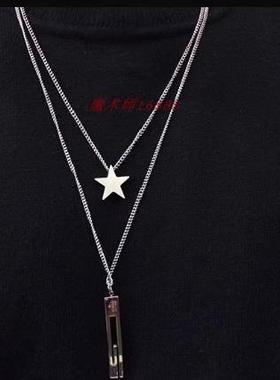 特价！五角星G柱子吊坠 ins简约气质锁骨百搭韩版个性时尚项链2条