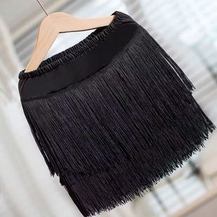 现代舞流苏裙儿童拉丁潮酷表演裙演出舞蹈比赛女半身裙白衬衫套装