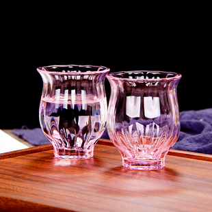 粉色玻璃茶杯功夫茶具品茗杯主人杯单个精致小号女士个人专用杯子