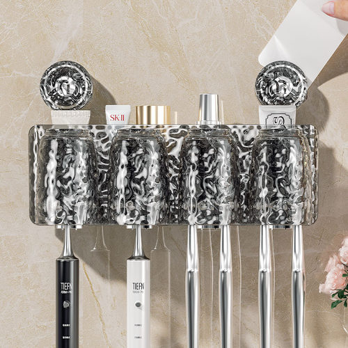 吸盘牙刷置物架洗漱杯套装卫生间漱口杯免打孔收纳壁挂电动牙刷架