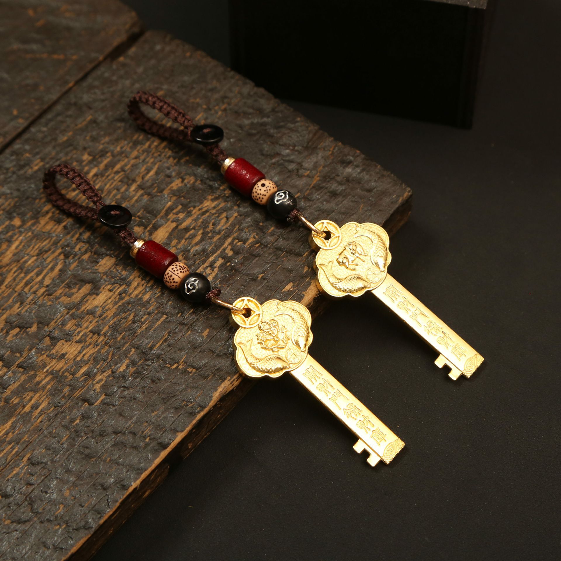 开财库钥匙扣十二生肖年年有余开金库金钥匙汽车钥匙挂件龙年男女