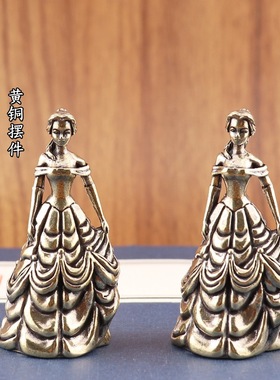 纯黄铜白雪公主童话公主模型复古居家装饰办公桌面工艺品摆件批发