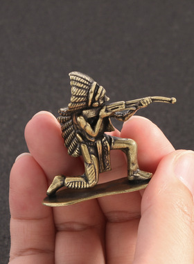 黄铜印第安人小摆件家居办公室桌面茶宠摆件工艺品