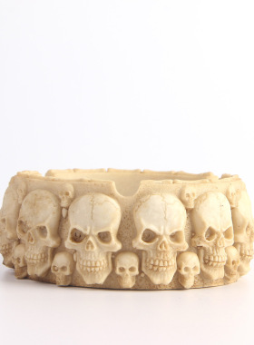 烟灰缸骷髅头个性节日礼物北欧摆件树脂骷颅头万圣节整人吓人道具