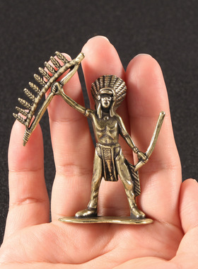 黄铜材质做旧远古人摆件古代原始人桌面摆件古人观察万物工艺品