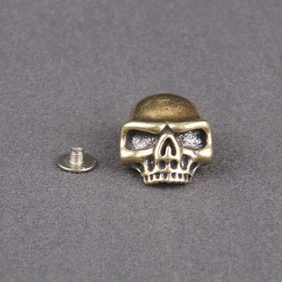 黄铜暗黑做旧钢火骷髅刀坠EDC伞绳吊坠拉链收尾钥匙扣圈环挂件