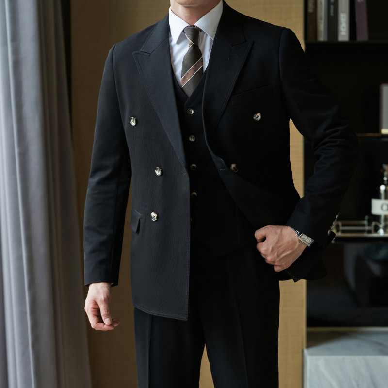 双排扣高级感男装婚礼西服帅气西服商务职业正装成人西装礼服套装