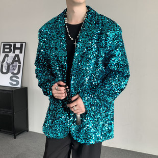 新品闪闪亮珠片走秀礼服西装外套男女同款新年舞台演出服西服上衣