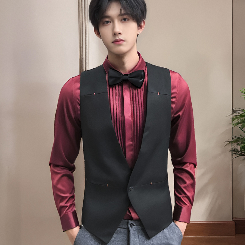 定制logo酒吧KTV台球厅桌球餐饮服务员工作服男西装马甲背心坎肩