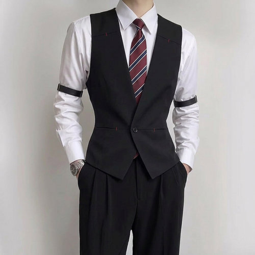 DK制服西装马甲男内搭收腰西服马夹高级叠穿英伦修身背心中性风