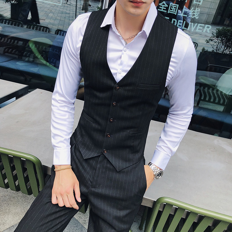 定制logo酒吧KTV台球厅桌球餐饮服务员工作服男西装马甲背心坎肩