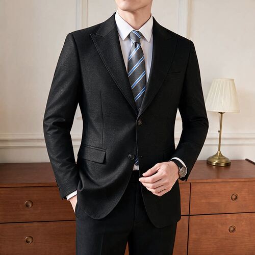 高定新款西服外套男士结婚礼服商务职业修身正装新郎西装英伦风帅