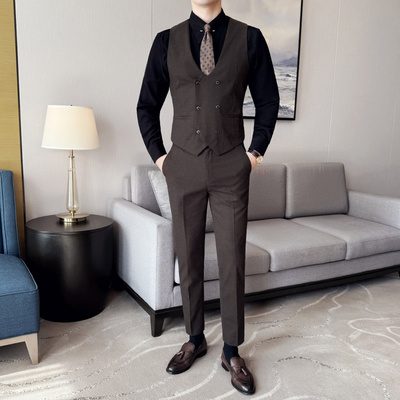定制logo酒吧KTV餐饮台球厅教练服务员工作服男西装马甲裤子套装