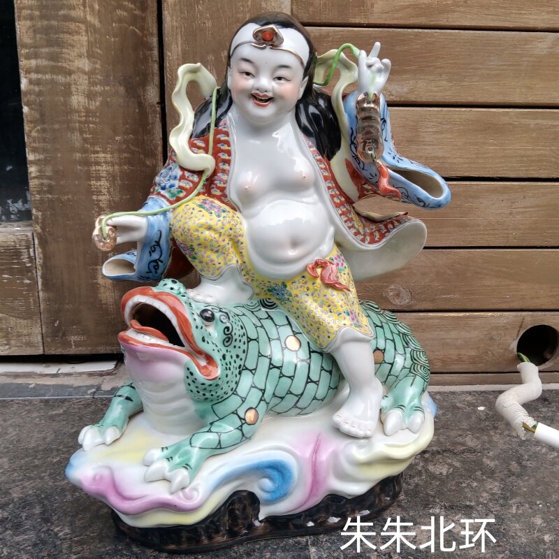刘海戏金蟾摆件雕塑陶瓷三足蛤蟆蟾蜍招财工艺品装饰刘海瓷像18寸