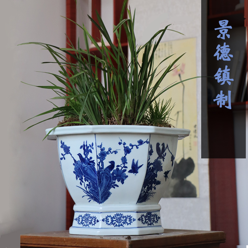 景德镇花盆八方来财喜事上眉梢