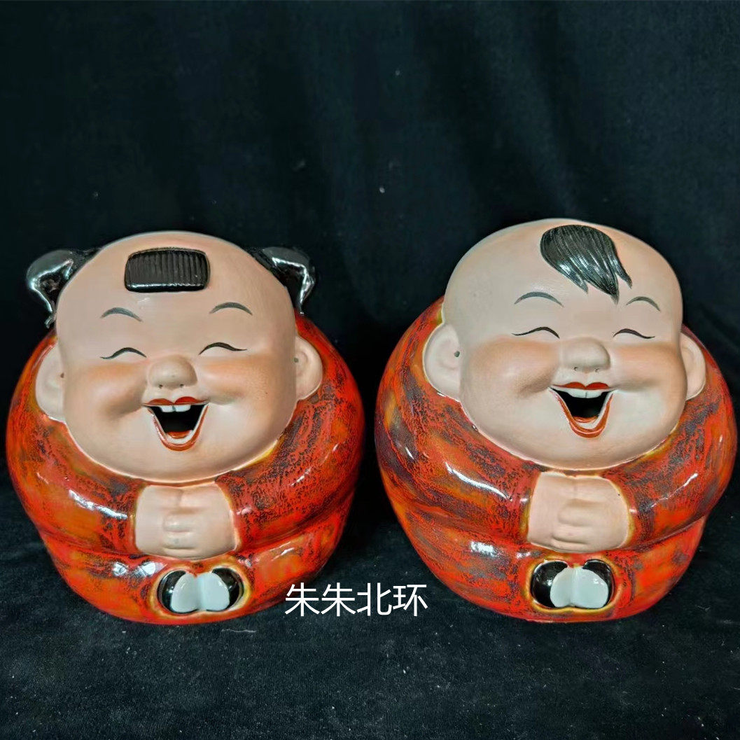 陶瓷压床送子添丁娃娃一对结婚礼物金童玉女福娃婚房作揖喜娃摆件