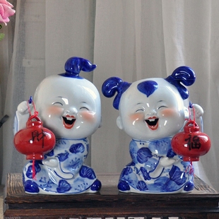 杨志喜作品有证书景德镇陶瓷娃娃涂色摆件客厅家居招财财到福到