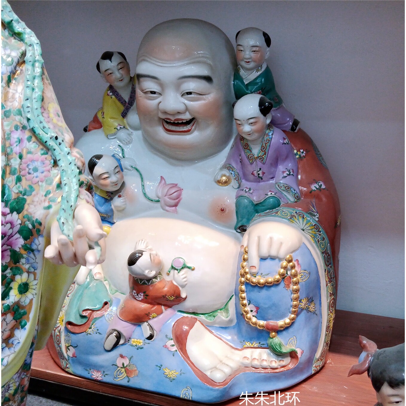 景德镇陶瓷弥勒佛佛像摆件招财装饰工艺品五子多子佛五福临门笑佛