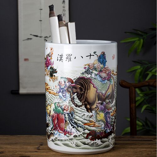 中式陶瓷景德镇书房十八罗汉图