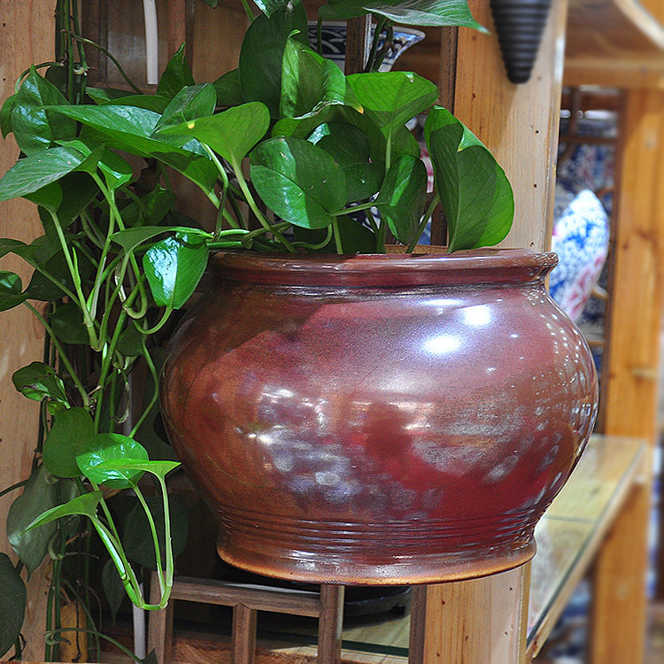 包邮景德镇陶瓷器悬挂壁花瓶插花壁挂挂盆吊兰花盆水培弧形黄绿蓝