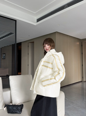 2025年冬季新款时尚气质百搭显瘦连帽羽绒棉服外套女设计感小众潮