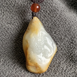 手艺人 和田玉籽料白玉黄沁皮貔貅挂坠 苏工巧雕随形原籽男女款