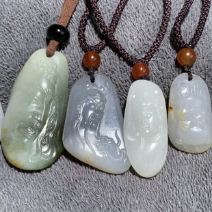 手艺人天然新疆和田玉 观音玉佛守护菩萨吉祥吊坠挂件牌子男女
