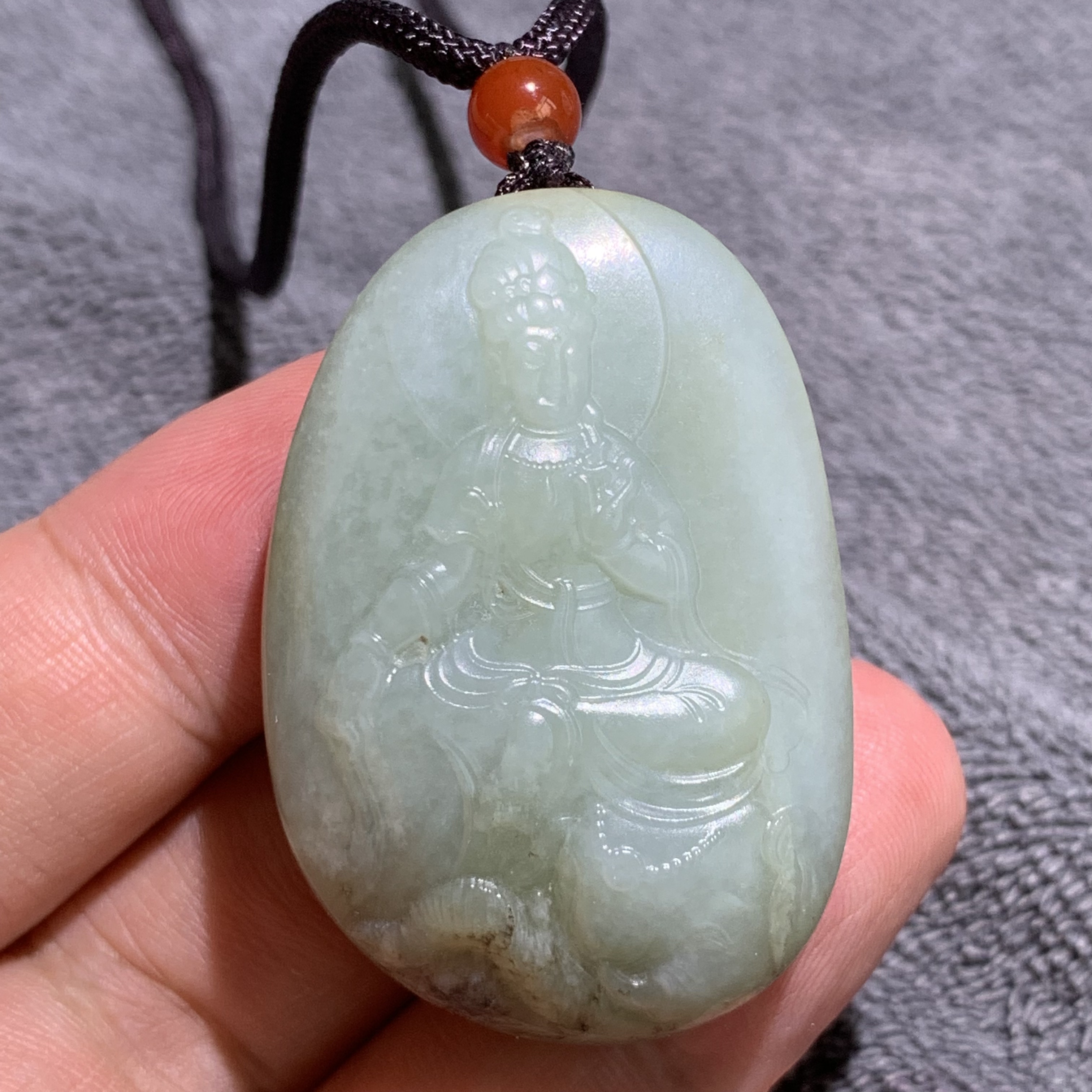 手艺人新疆和田青白玉籽料普贤菩萨吊坠 龙蛇本命佛原皮随身玉佩