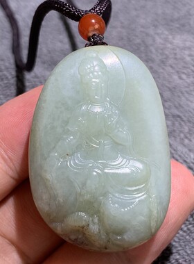 手艺人新疆和田青白玉籽料普贤菩萨吊坠 龙蛇本命佛原皮随身玉佩