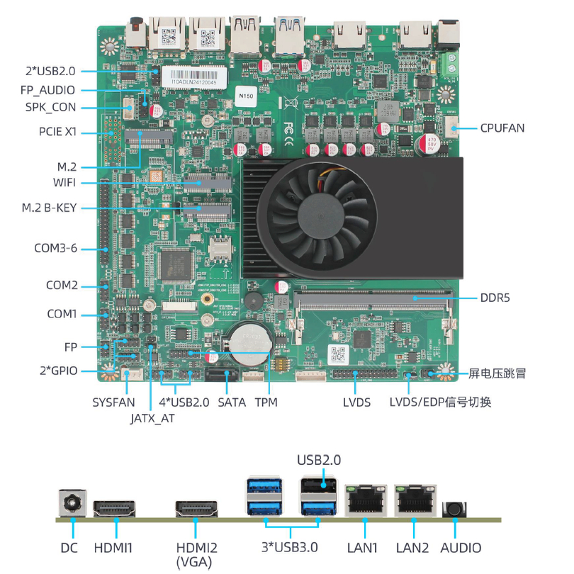N100豆希主板DC供电双千兆网