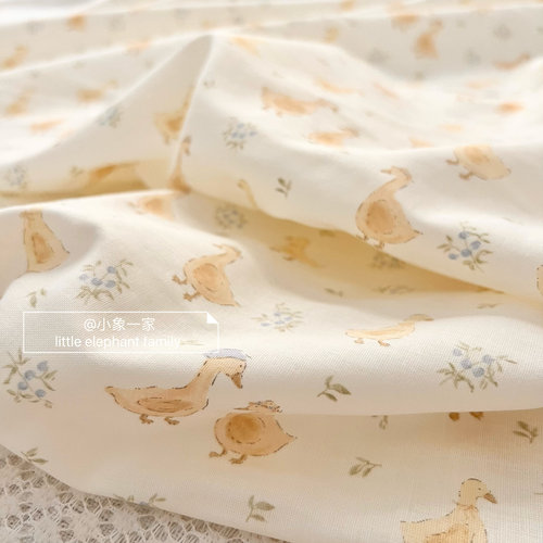 可爱鸭A类纯棉双层纱无荧光布料