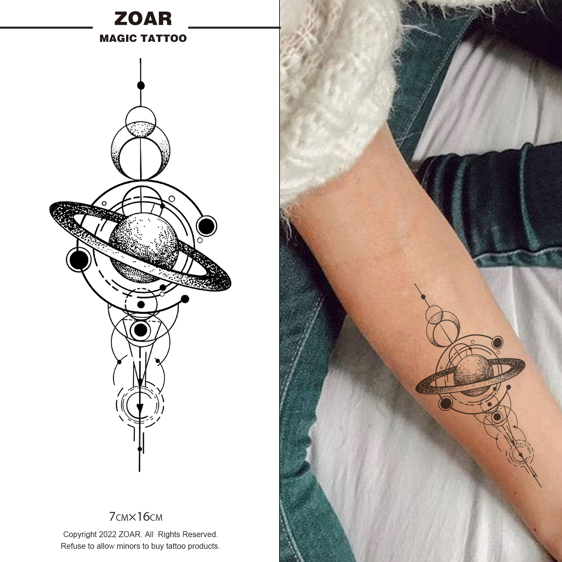 星球罗盘丨草本纹身贴女款暗黑持久逼真不掉色防水不反光